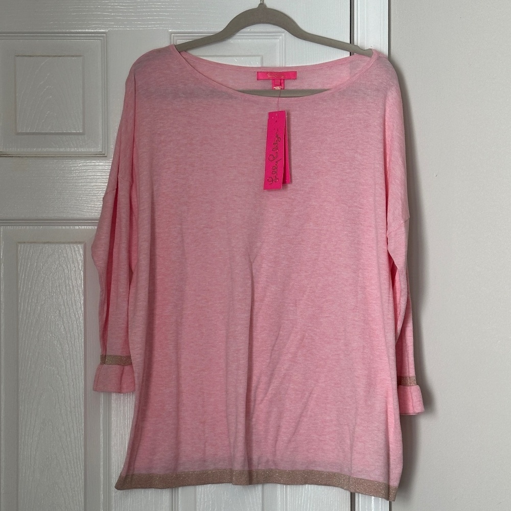 Lilly Pulitzer Women's Charla Sweater Coral Reef Tint Heather Extra Large NEW